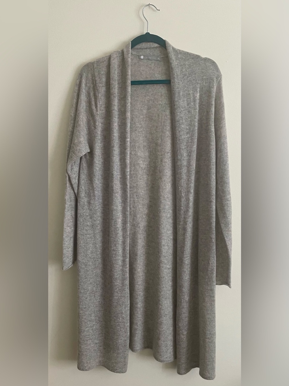 🌪️ InCashmere 100% Cashmere Light Gray Open-Front Women’s Sweater Cardigan 🌪️